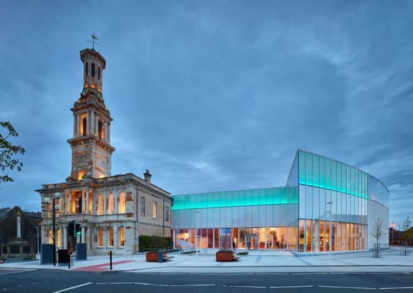 The restored Irvine Town House stands next to the newly opened Portal, which brings together heritage, culture and sport in the Ayrshire town centre. Picture: Andrew Lee