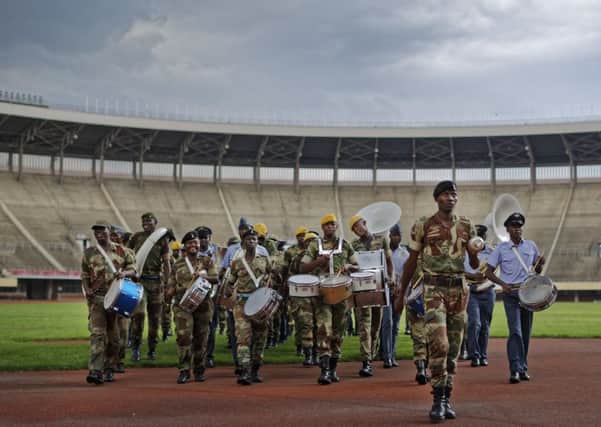 A military band parades during a rehearsal ahead of the presidential inauguration of Emmerson Mnangagwa in Harare. Picture: AP Photo/Ben Curtis