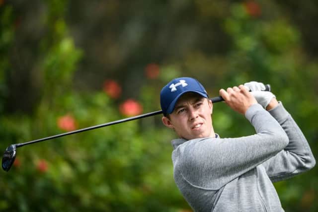 Matthew Fitzpatrick of England tees off during the first round of the Hong Kong Open. Picture: Anthony Wallace/AFP/Getty Images
