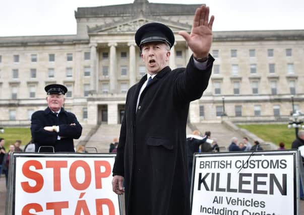 Protests outside Stormont against Brexit . Photo: Charles McQuillan/Getty Images