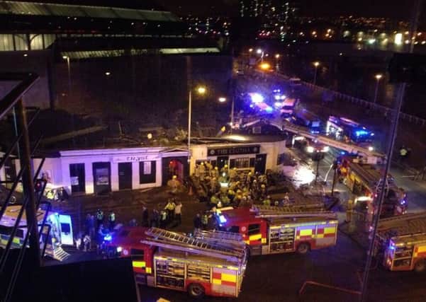 The scene of the Clutha helicopter crash, Picture: Jan Hollands/PA Wire