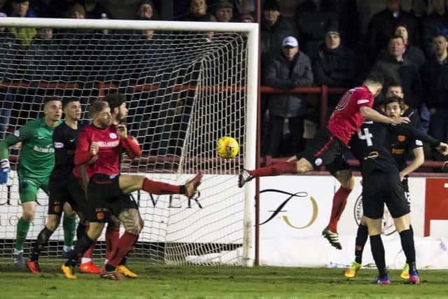 Brechin's Sean Crighton scores to make it 1-1. Picture: SNS/Bruce White