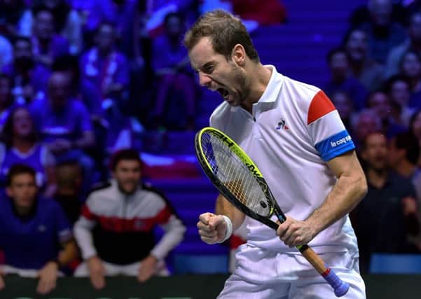 France's Richard Gasquet in action at the Davis Cup final against Belgium in Lille. Picture: AFP/Getty Images