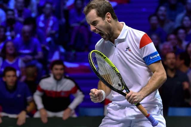 France's Richard Gasquet in action at the Davis Cup final against Belgium in Lille. Picture: AFP/Getty Images