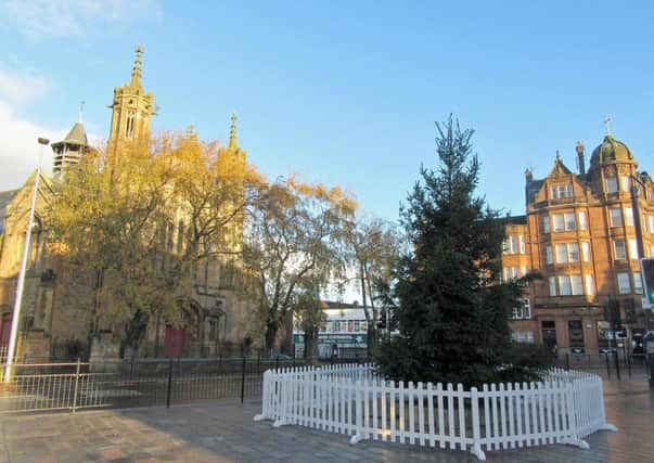 A Christmas tree which acquired fame and its own Twitter account last year which has started tweeting again from its new home in Glasgow, Photo: @shawlandstree/PA Wire
