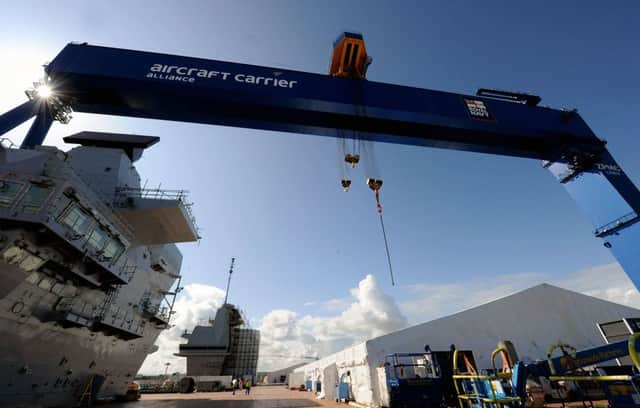 The second of the two Queen Elizabeth-class aircraft carriers to be assembled at Rosyth, HMS of Prince of Wales, was officially named in September. Picture: Lisa Ferguson/TSPL
