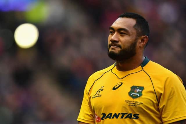 Sekope Kepu was shown a red card for a badly mistimed challenge during the match between Scotland and Australia. Picture: Getty Images