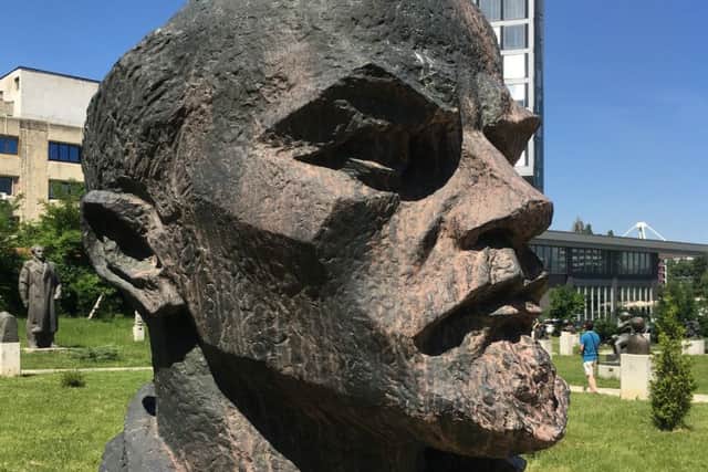 Lenin's head in a sculpture park in Sofia