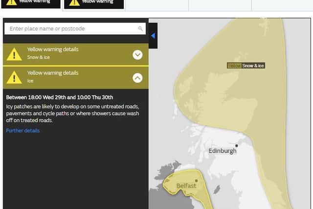 The yellow warning area covering northern Scotland. Picture: Met Office