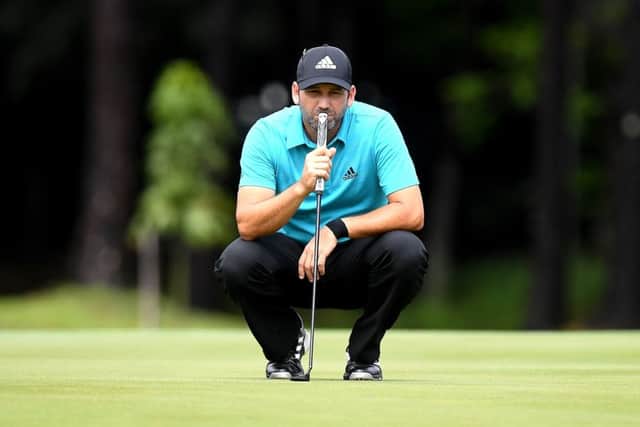 Sergio Garcia lines up a putt during the first round of the Australian PGA Championship. Picture: Getty Images