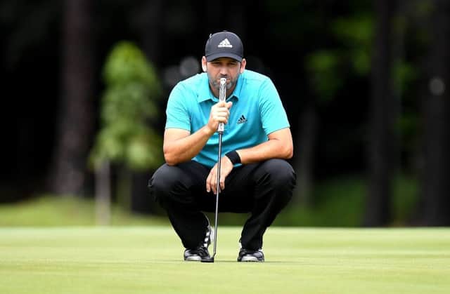 Sergio Garcia lines up a putt during the first round of the Australian PGA Championship. Picture: Getty Images