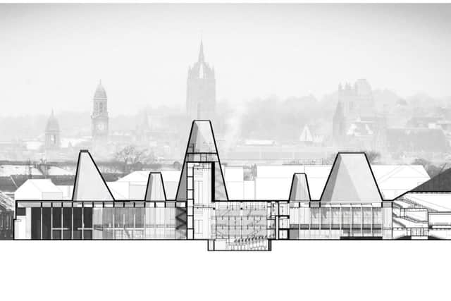 The proposed roof of the new building would mirror the skyline of Paisley's historic buildings. Picture: Contributed