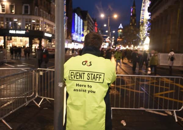 Pic Greg Macvean - 31/12/2016 - Edinburgh's Hogmanay early pictures on Princes Street - security