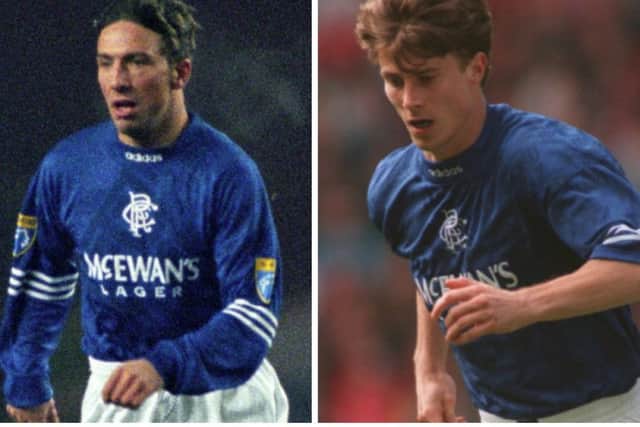Both Derek McInnes (left) and Brian Laudrup sported the original Adidas kit. Pictures: SNS Group/Getty Images