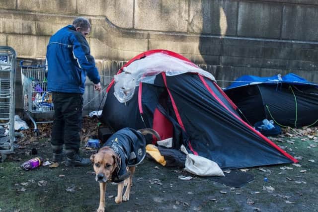 A tent is used as a makeshift home. Picture: John Devlin