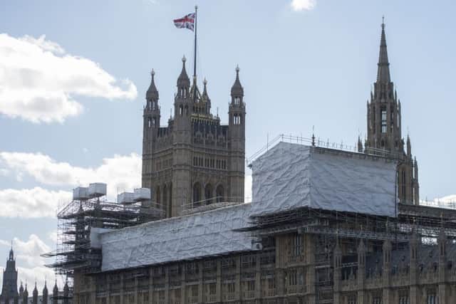 Scaffolding on the roof of the Palace of Westminster. The Houses of Parliament are in urgent need of repair. Picture: PA