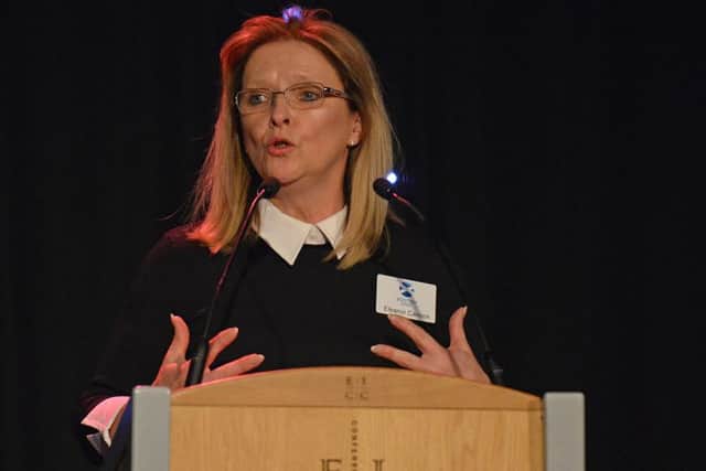 Eleanor Cannon, Chair of Scottish Golf Ltd, at the first Scottish Golf national conference at the EICC. Photograph: Jon Savage