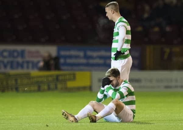 Celtic's Patrick Roberts is left frustrated after picking up an injury. Picture: SNS/Ross Parker