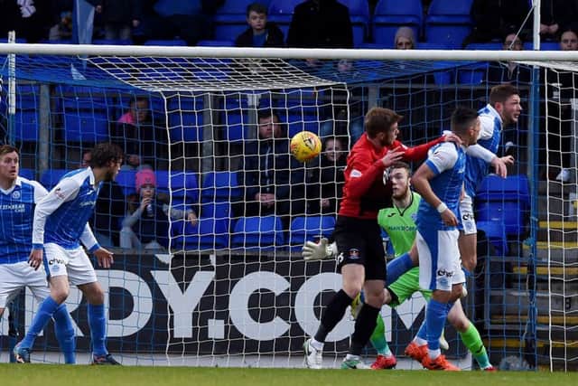 Stuart Findlay heads Kilmarnock in front at St Johnstone. Picture: SNS/Paul Devlin