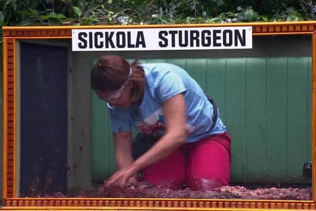 Kezia Dugdale MSP takes part in a bush tucker challenge..