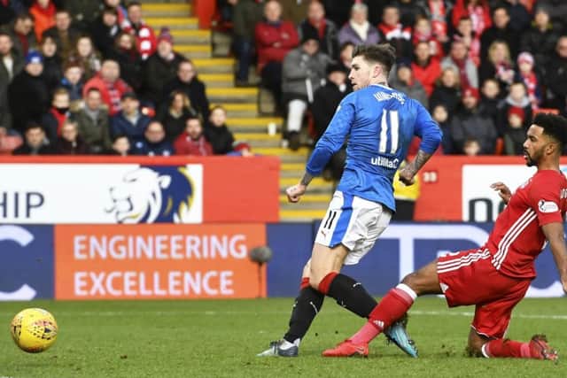 Josh Windass puts Rangers two ahead. Picture: SNS