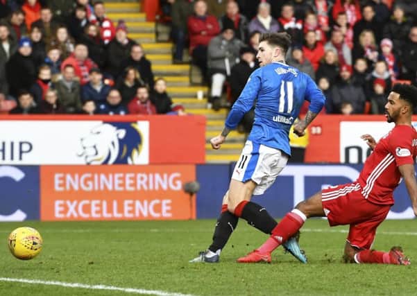Josh Windass puts Rangers two ahead. Picture: SNS