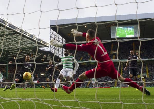 Odsonne Edouard slots in the opening goal for Celtic against Motherwell. Picture: SNS.
