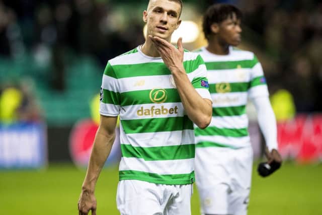 Celtic defender Jozo Simunovic looks dejected at full-time. Picture: SNS.