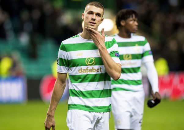 Celtic defender Jozo Simunovic looks dejected at full-time. Picture: SNS.