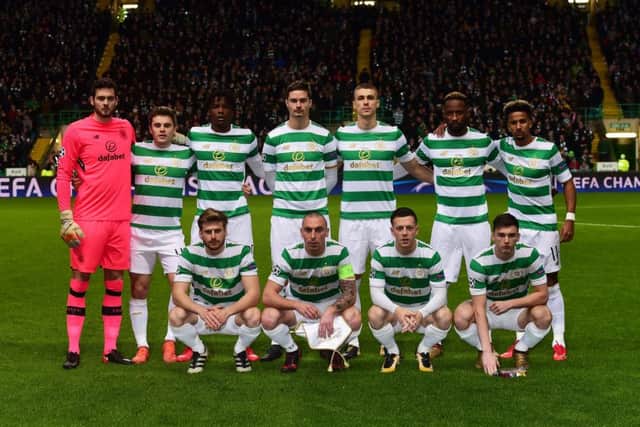 The Celtic starting XI line-up before the match. Picture: SNS