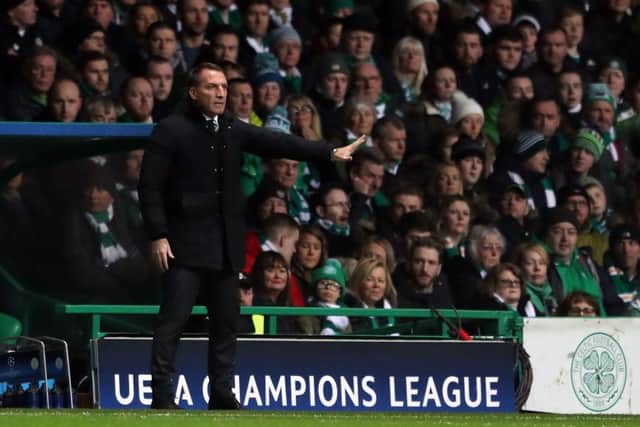Celtic manager Brendan Rodgers gestures on the touchline during his side's loss to Anderlecht. Picture: PA