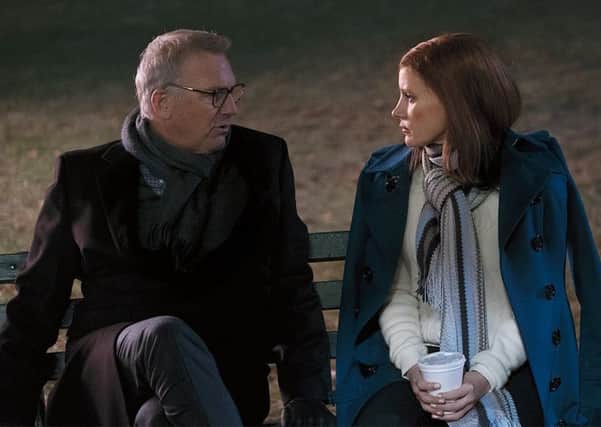 Kevin Costner and Jessica Chastain in Molly's Game