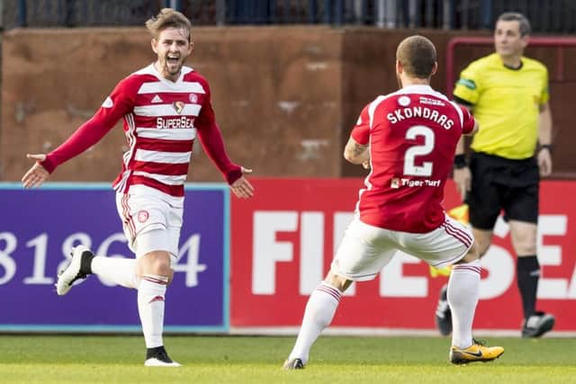 Templeton celebrates after scoring against Dundee. Picture: SNS Group