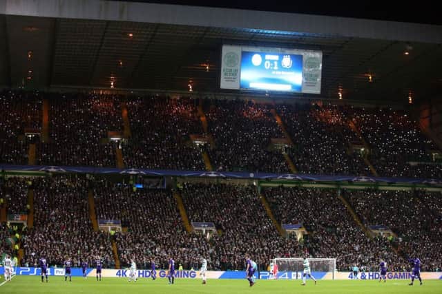The scoreboard tells the story of a disappointing night for Brendan Rodgers side in their final  Group B match. Celtics defeat by Anderlecht, however, was not enough to stop the Parkhead side from qualifying for the Europa League. Picture: Andrew Milligan/PA Wire
