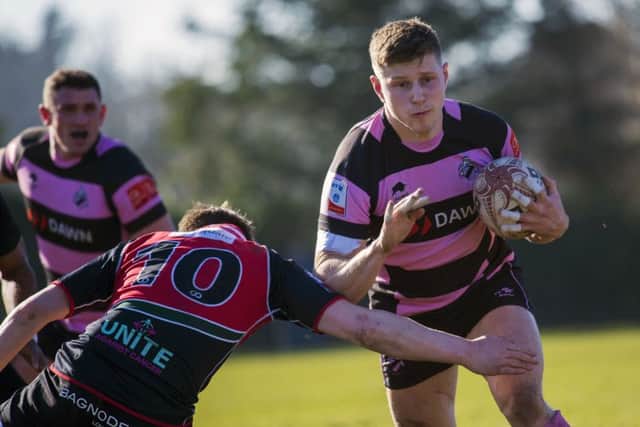 Archie Russell, right, in action for his club side Ayr against Glasgow Hawks. Picture: Bill Murray/SNS/SRU