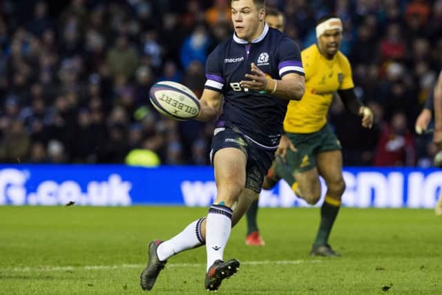 Huw Jones in action for Scotland in the 53-24 victory over Australia at BT Murrayfield. Picture: SNS Group
