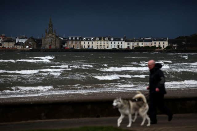Stormy seas near Ardrossan, North Ayrshire, as severe gales and snow showers have caused travel disruption, school closures and power cuts as Storm Caroline sweeps in to the UK. Picture: PA