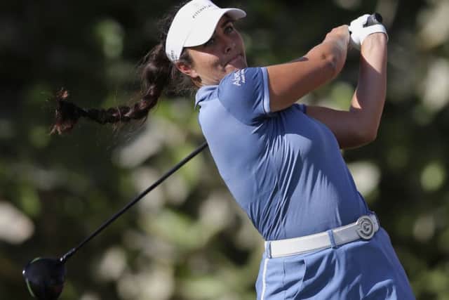 Scotland's Kelsey MacDonald tees off on the 3rd hole en route to shooting a second successive 68 in the second round of the Dubai Ladies Classic. Picture: Kamran Jebreili/AP