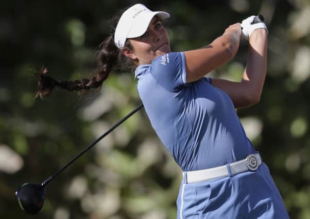 Scotland's Kelsey MacDonald tees off on the 3rd hole en route to shooting a second successive 68 in the second round of the Dubai Ladies Classic. Picture: Kamran Jebreili/AP
