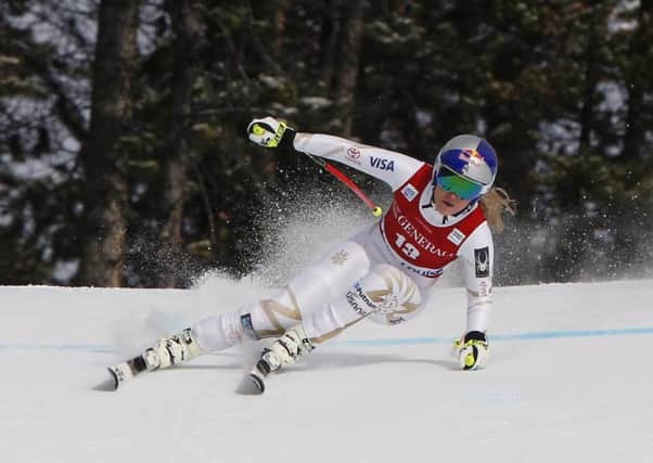 Lindsey Vonn in action at the World Cup downhill at Lake Louise, Canada. Picture: Christophe Pallot/Agence Zoom/Getty Images