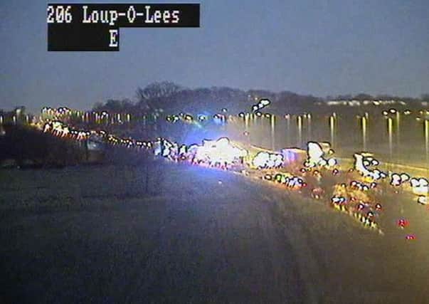 Traffic is queueing on the M8 following the crash. Picture: Traffic Scotland