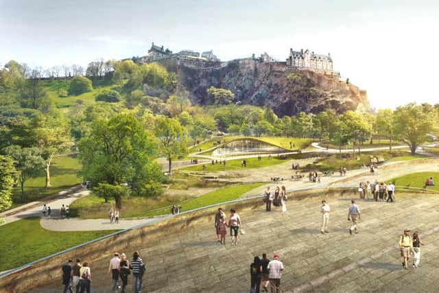 A view of the envisioned redesign of the Ross Bandstand in Princes Street Gardens, Edinburgh.