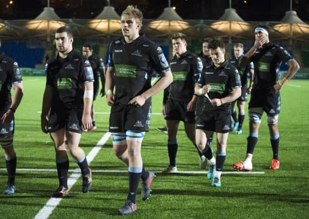 Disappointment for Glasgow following the defeat in Europe by Montpellier. But the Warriors are thriving in the Pro14. Picture: Bill Murray/SNS
