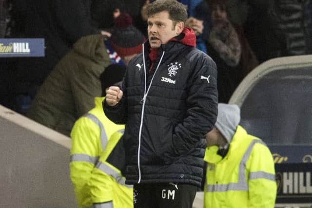 Interim Rangers manager Graeme Murty celebrates after his side score a second goal. Picture: Craig Foy/SNS