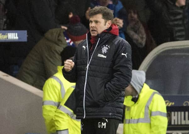 Interim Rangers manager Graeme Murty celebrates after his side score a second goal. Picture: Craig Foy/SNS