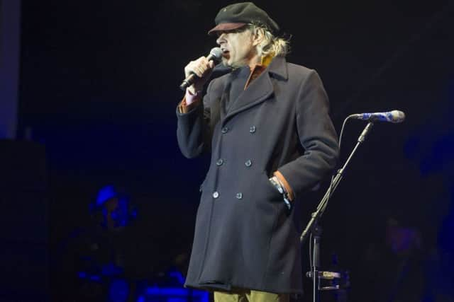 Sir Bob Geldof speaks on stage during the Sleep in the Park, West Princes Street Gardens, Edinburgh.