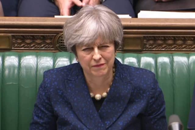 Prime Minister Theresa May in the House of Commons, London, after giving a statement on Brexit. Picture: PA Wire