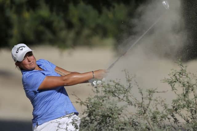 Michele Thomson plays a shot on the 14th during the second round of Dubai Ladies Classic. Picture: Kamran Jebreili/AP
