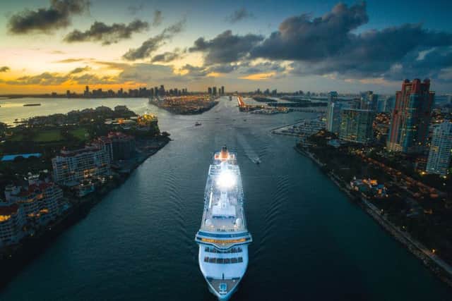 A cruise ship leaving Miami by iMaerial from Dronescapes PIC: Thames & Hudson