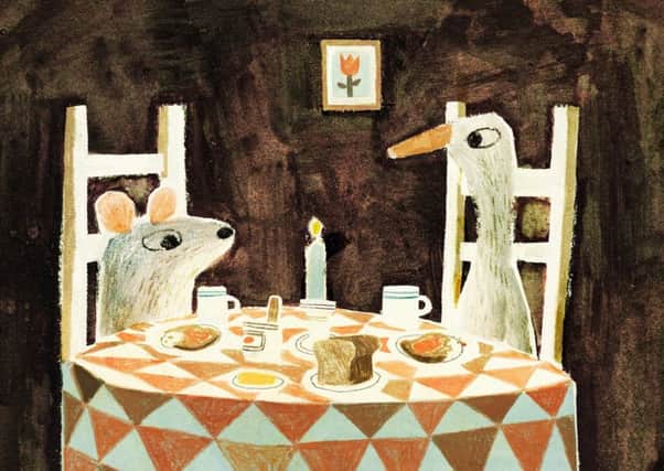 An illustration from The Wolf, The Duck and The Mouse, by mac Barnett and Josh Klassen